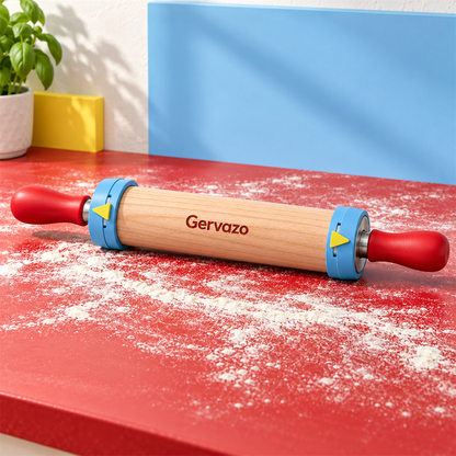 Gervazo Guide Ring Rolling Pin detail and in-use view