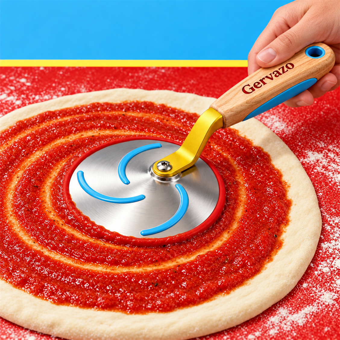 Gervazo Spiral Sauce Spreader detail and in-use view